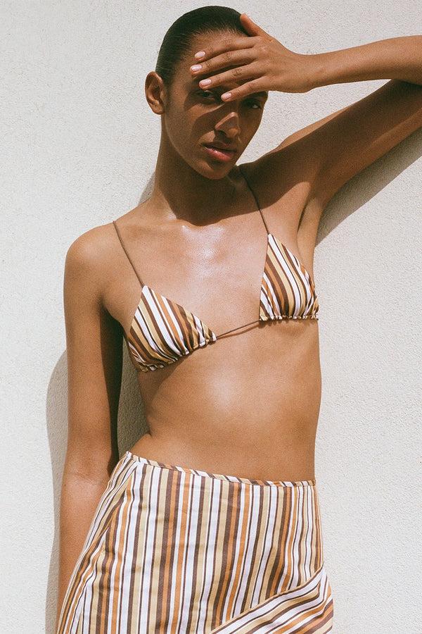 Faithfull The Brand Elea Bikini Top Terracotta Stripe - Final Sale