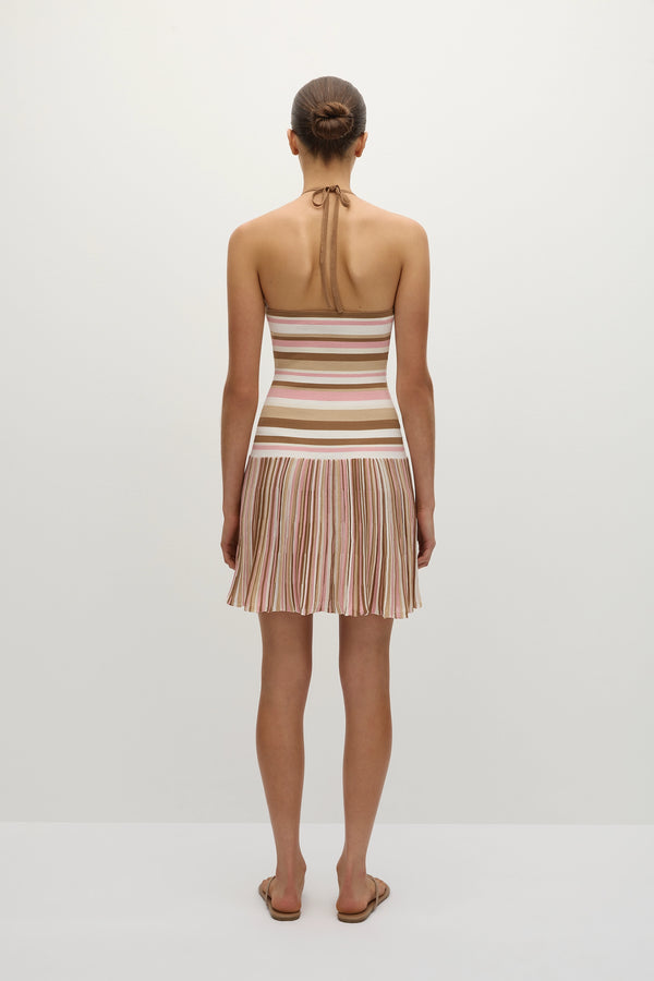Faithfull The Brand Elea Mini Dress Puce Sepia Stripe