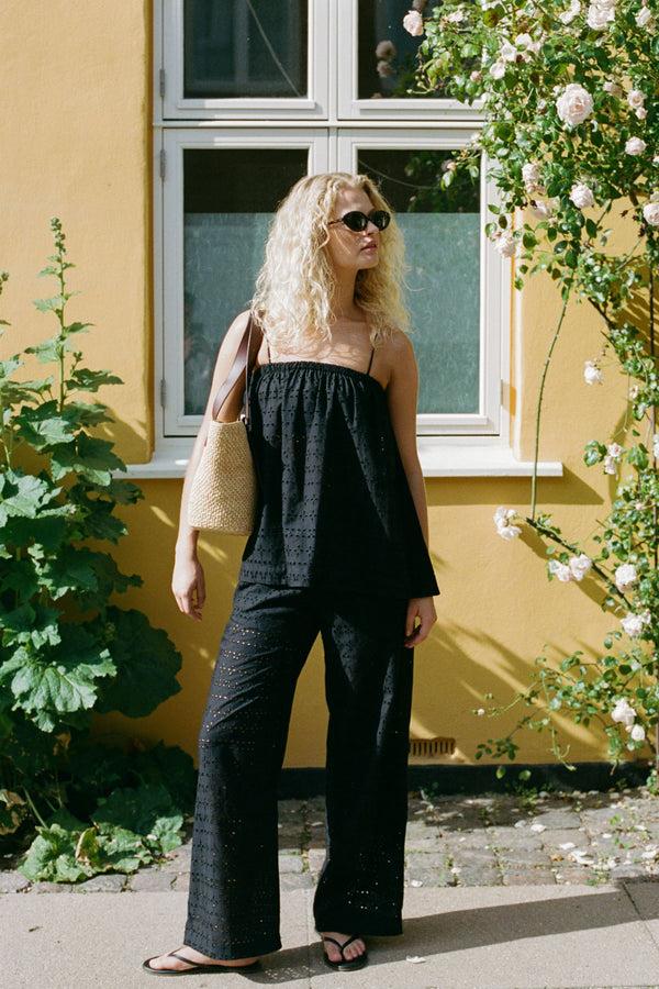 Faithfull The Brand Ella Pant Agnes Broderie Anglaise Black