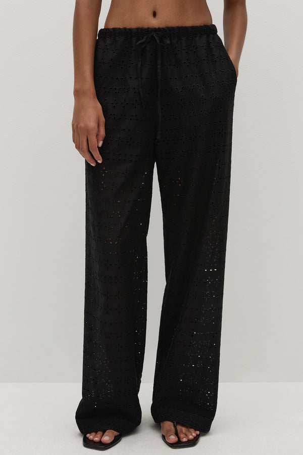 Faithfull The Brand Ella Pant Agnes Broderie Anglaise Black