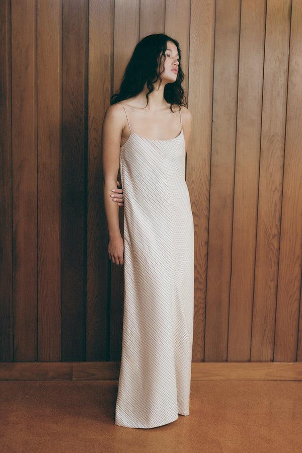 Faithfull The Brand Elyna Maxi Dress Pinstripe Garnet Blush - Final Sale