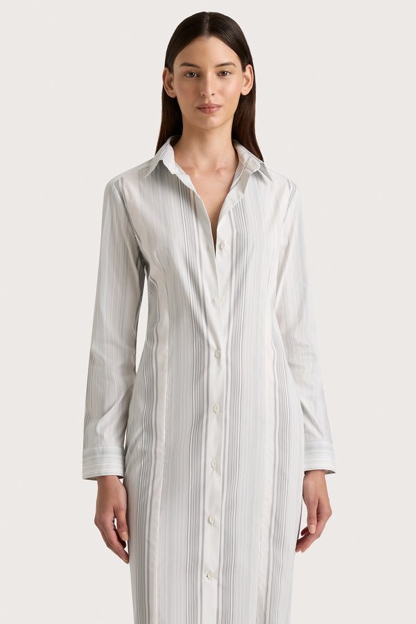 Faithfull The Brand En Vau Shirt Dress Striped Soft Blue - Final Sale