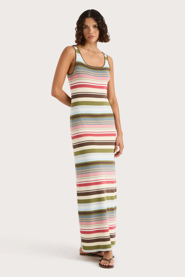 Faithfull The Brand Enya Midi Dress Meleu Stripe Multi