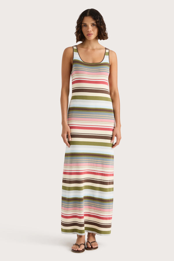 faithfull the brand Enya Midi Dress Meleu Stripe Multi