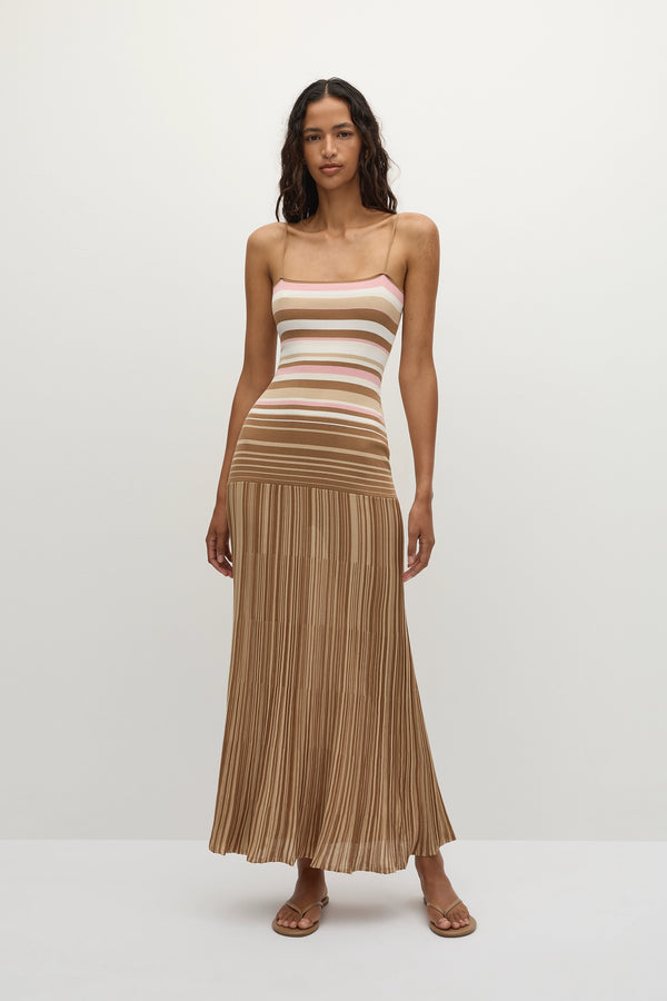 faithfull the brand Esenia Knit Dress Puce Sepia Stripe