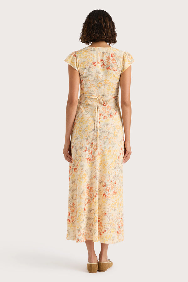 Faithfull The Brand Esson Midi Dress Adeline Floral Yellow