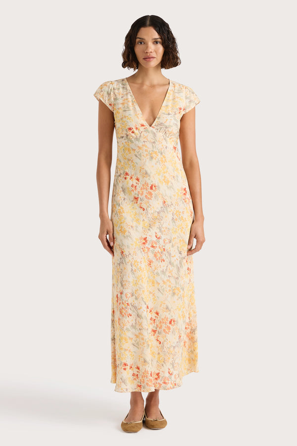 faithfull the brand Esson Midi Dress Adeline Floral Yellow