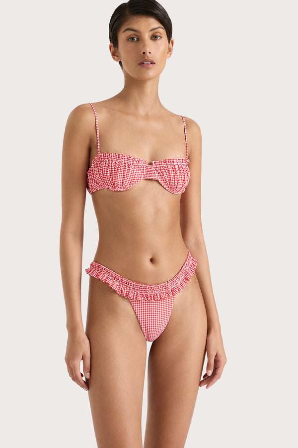 Faithfull The Brand Esterel Bikini Bottom Gingham Red