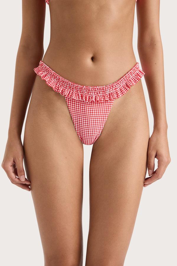 Faithfull The Brand Esterel Bikini Bottom Gingham Red