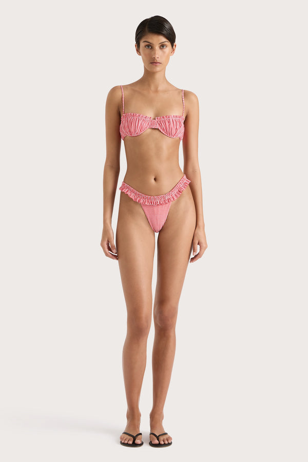 faithfull the brand Esterel Bikini Bottom Gingham Red