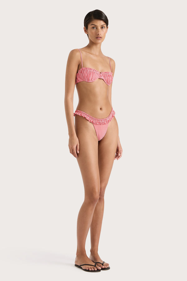 Faithfull The Brand Esterel Bikini Top Gingham Red - Final Sale