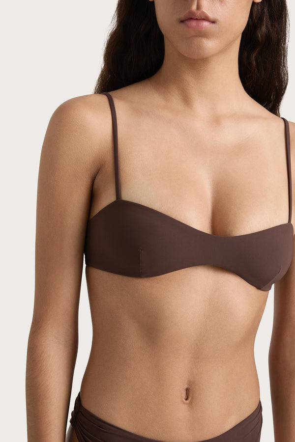 Faithfull The Brand Evora Bikini Top Bistre - Final Sale