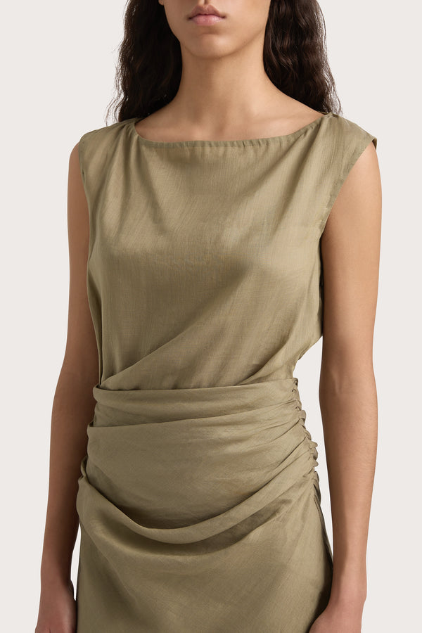 Faithfull The Brand Adelia Maxi Dress Khaki