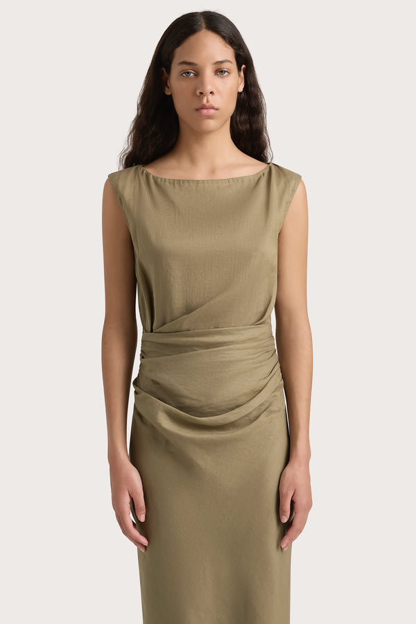 Faithfull The Brand Adelia Maxi Dress Khaki