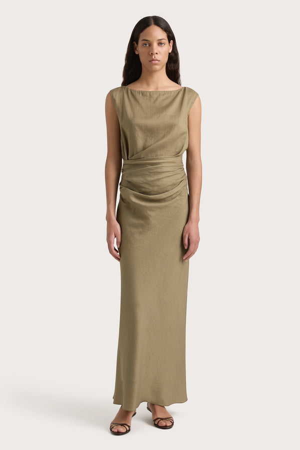faithfull the brand Adelia Maxi Dress Khaki