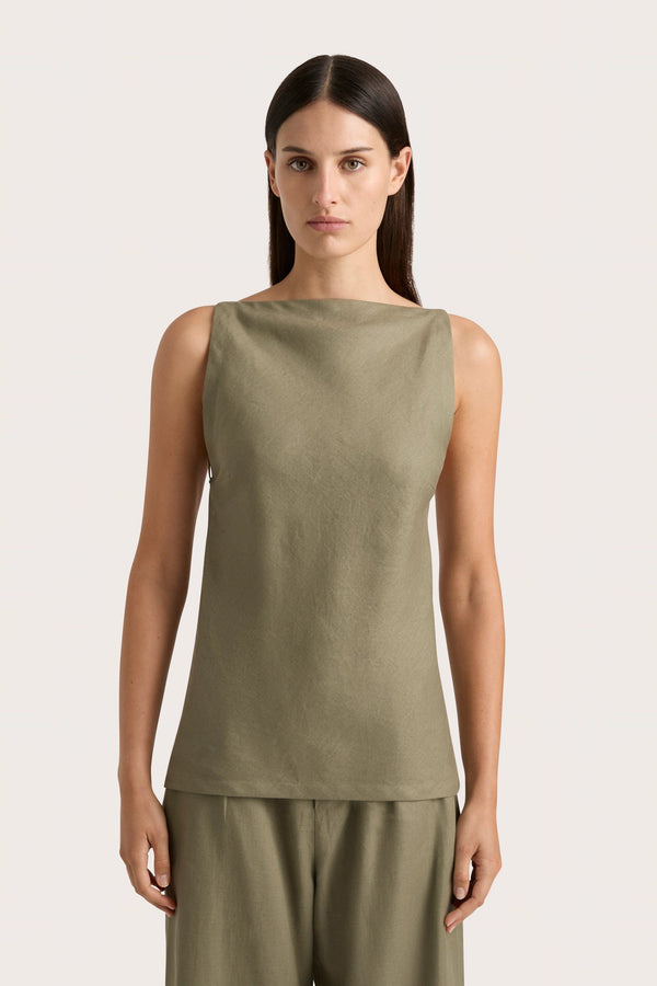 Faithfull The Brand Antibes Top Khaki - Final Sale