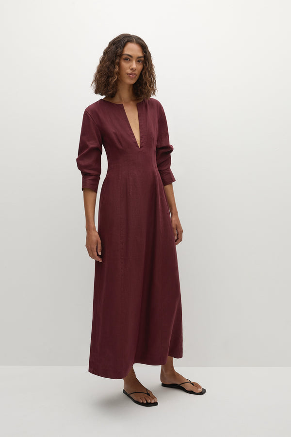 Faithfull The Brand Asha Maxi Dress Bordeaux