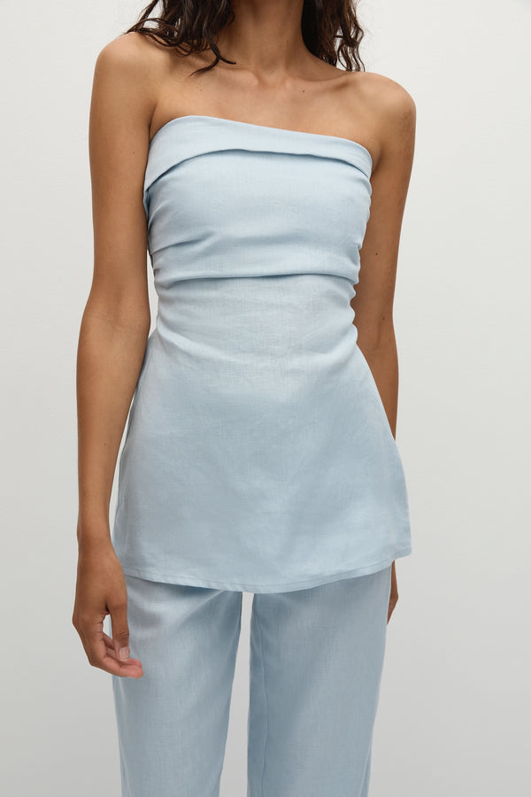 Faithfull The Brand Boe Tunic Top Sky Blue