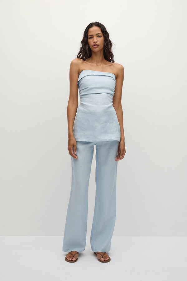 faithfull the brand Boe Tunic Top Sky Blue