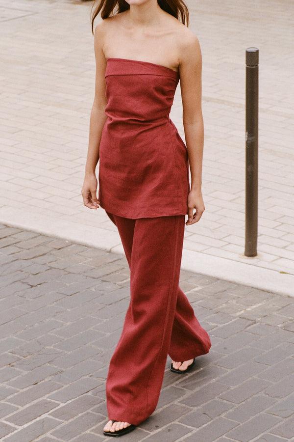 Faithfull The Brand Boe Tunic Top Wine - Final Sale