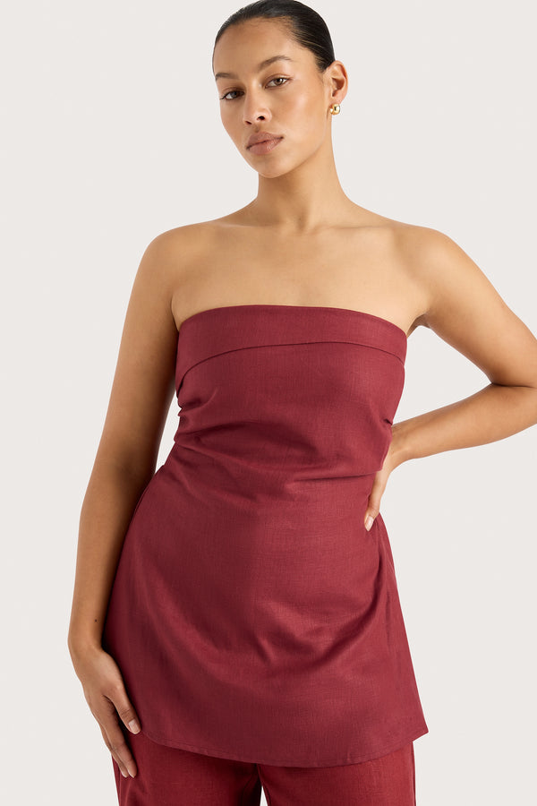 Faithfull The Brand Boe Tunic Top Wine - Final Sale