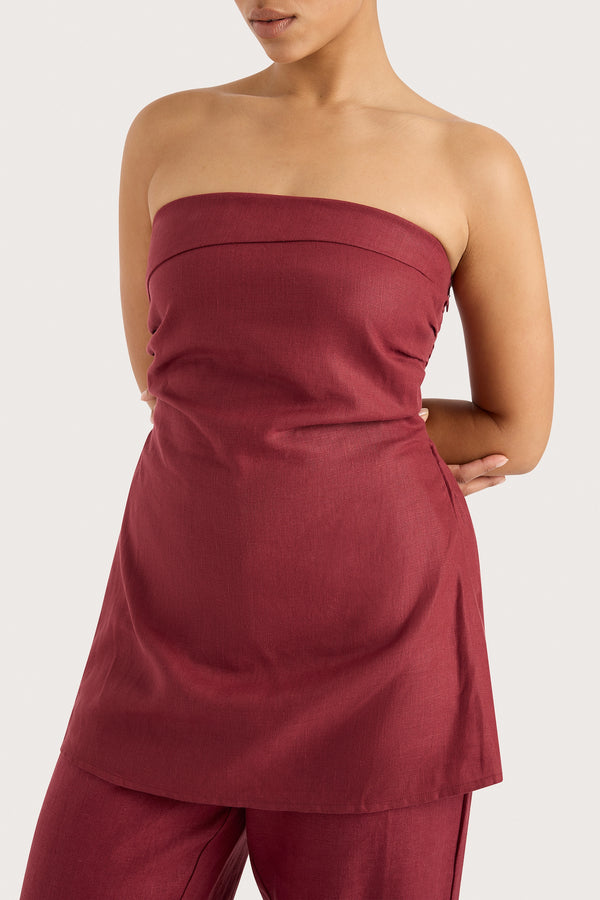 Faithfull The Brand Boe Tunic Top Wine - Final Sale