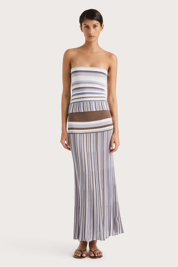 faithfull the brand Citara Skirt Pale Blue Stripe