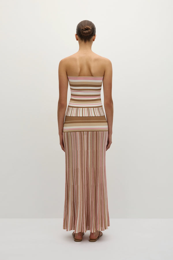 Faithfull The Brand Citara Skirt Puce Sepia Stripe