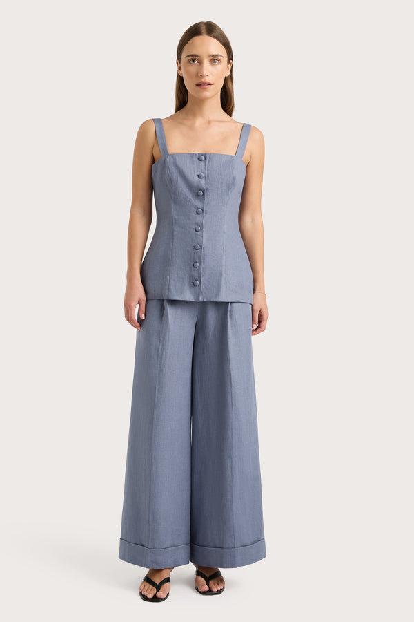 faithfull the brand Clove Trouser Cornflower Blue