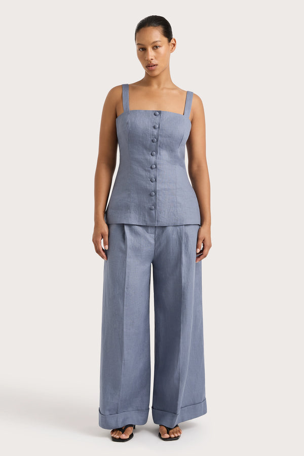 faithfull the brand Corbiere Vest Cornflower Blue