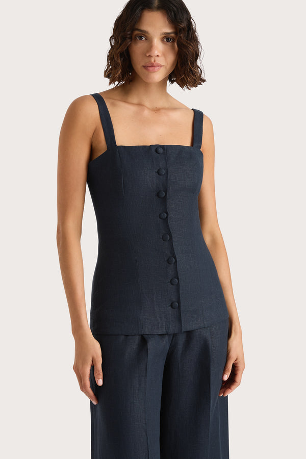 Faithfull The Brand Corbiere Vest Navy - Final Sale