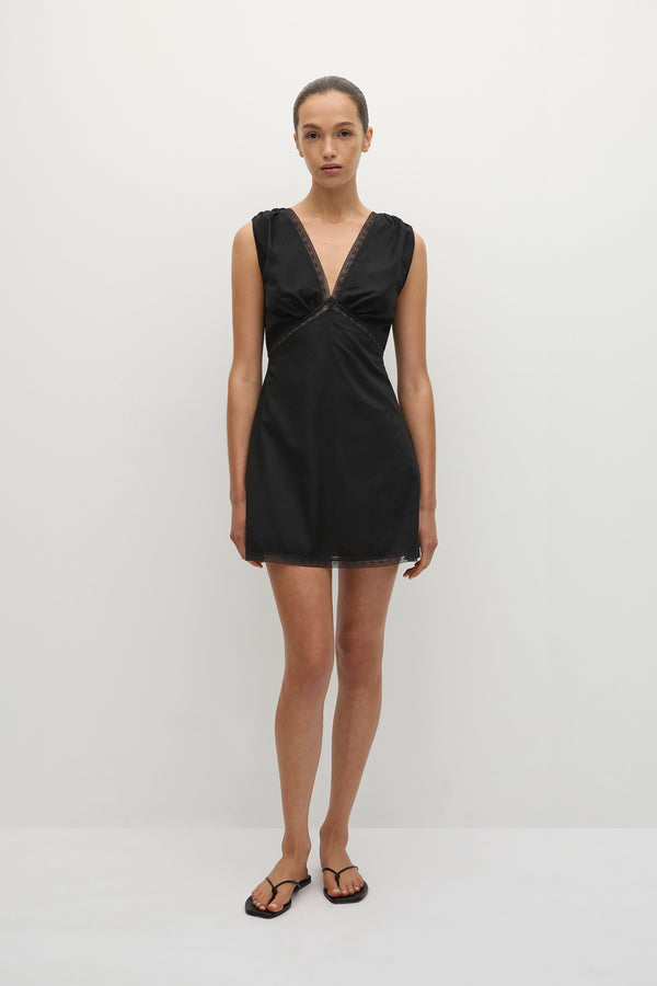 faithfull the brand Denise Mini Dress Black