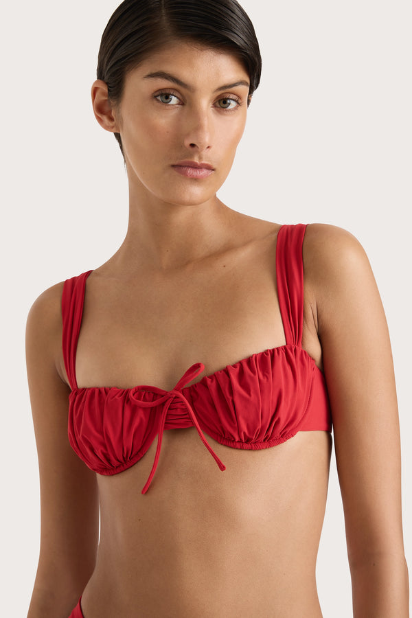 Faithfull The Brand Dinard Bikini Top Red