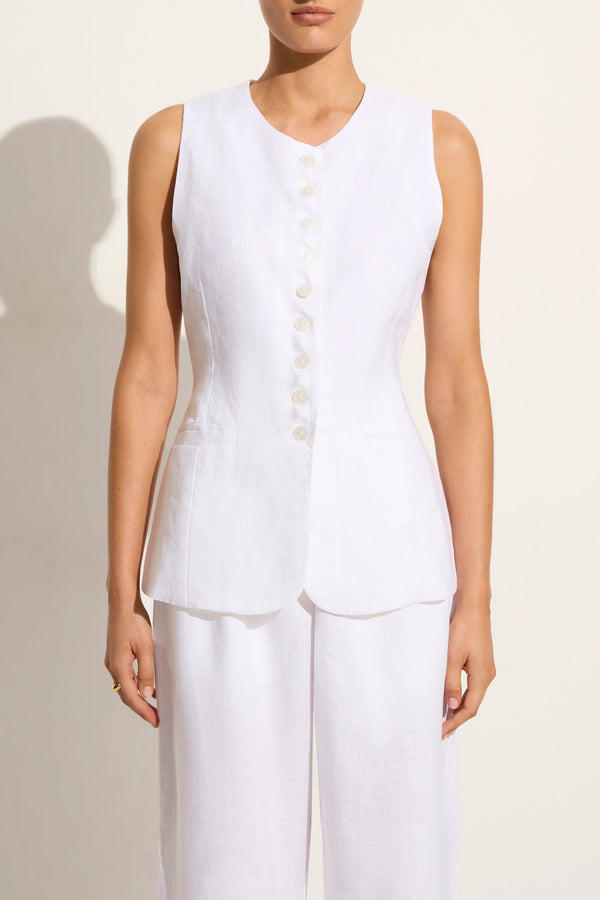 Faithfull The Brand Domenico Vest White - Final Sale