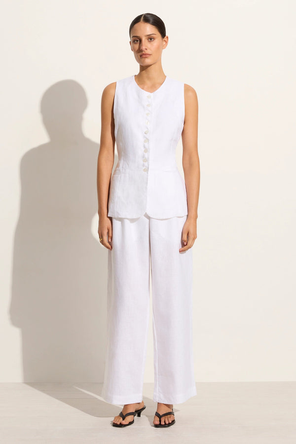 faithfull the brand Domenico Vest White - Final Sale