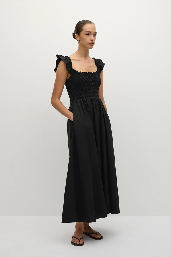 Faithfull The Brand Eudora Midi Dress Black