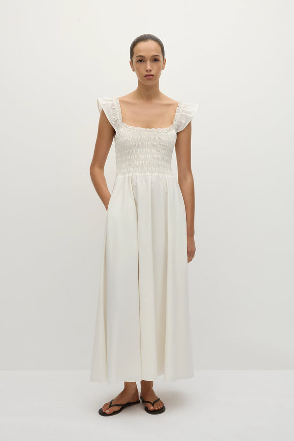 faithfull the brand Eudora Midi Dress White