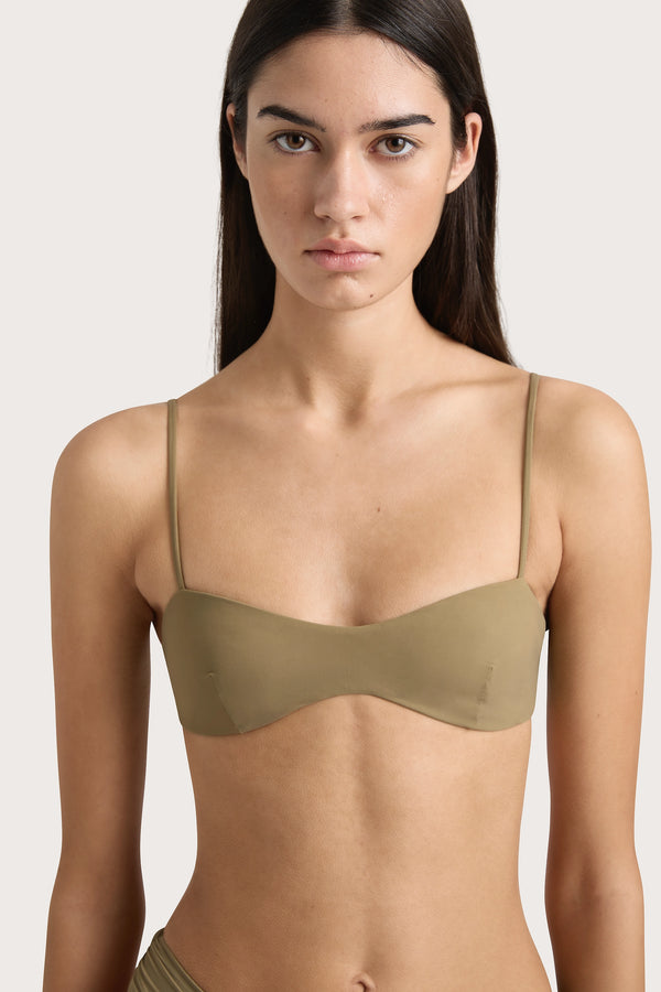 Faithfull The Brand Evora Bikini Top Khaki
