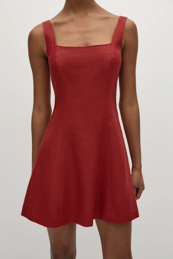 Faithfull The Brand Felice Mini Dress Deep Red