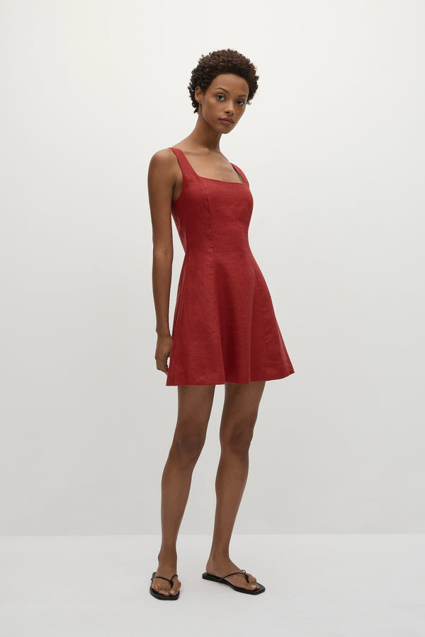 Faithfull The Brand Felice Mini Dress Deep Red