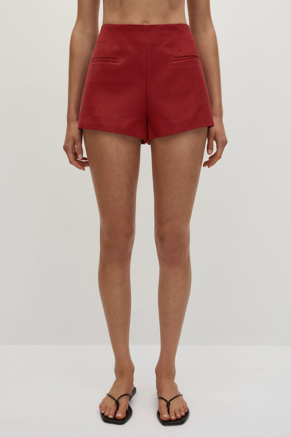 Faithfull The Brand Florine Mini Shorts Deep Red