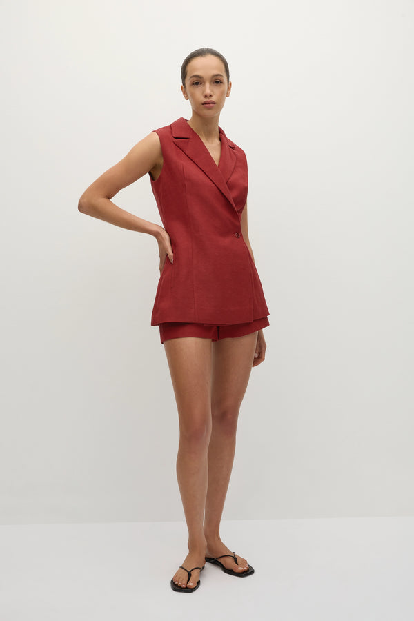 Faithfull The Brand Florine Mini Shorts Deep Red