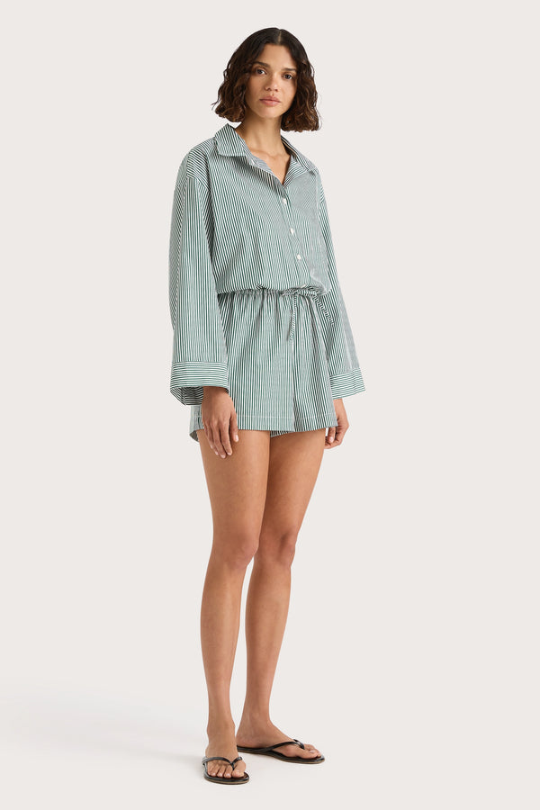 Faithfull The Brand Freja Playsuit Green Stripe