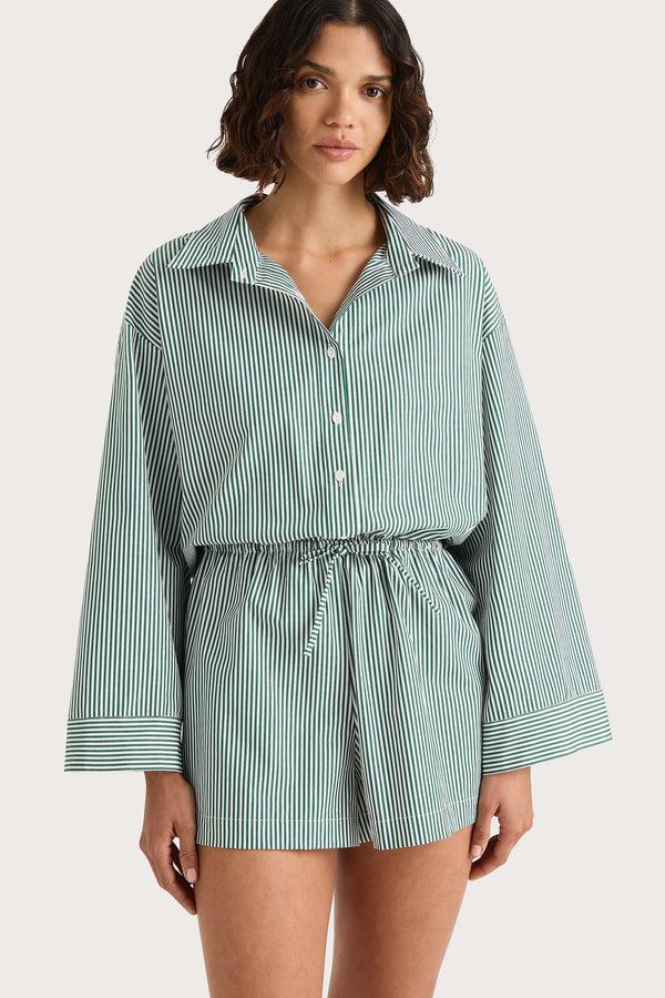 Faithfull The Brand Freja Playsuit Green Stripe