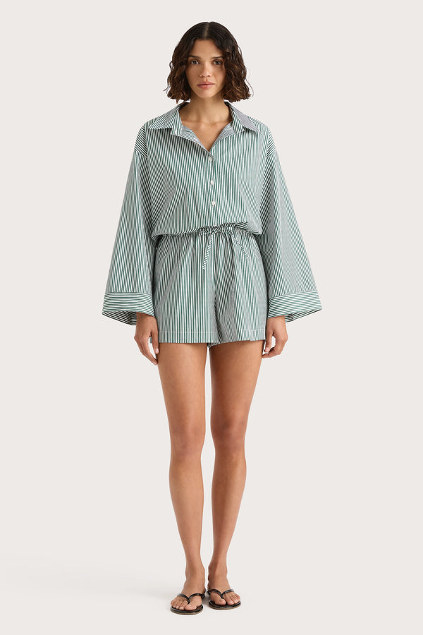 faithfull the brand Freja Playsuit Green Stripe