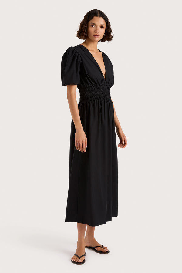 Faithfull The Brand Grace Midi Dress Black