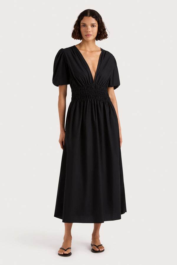 faithfull the brand Grace Midi Dress Black