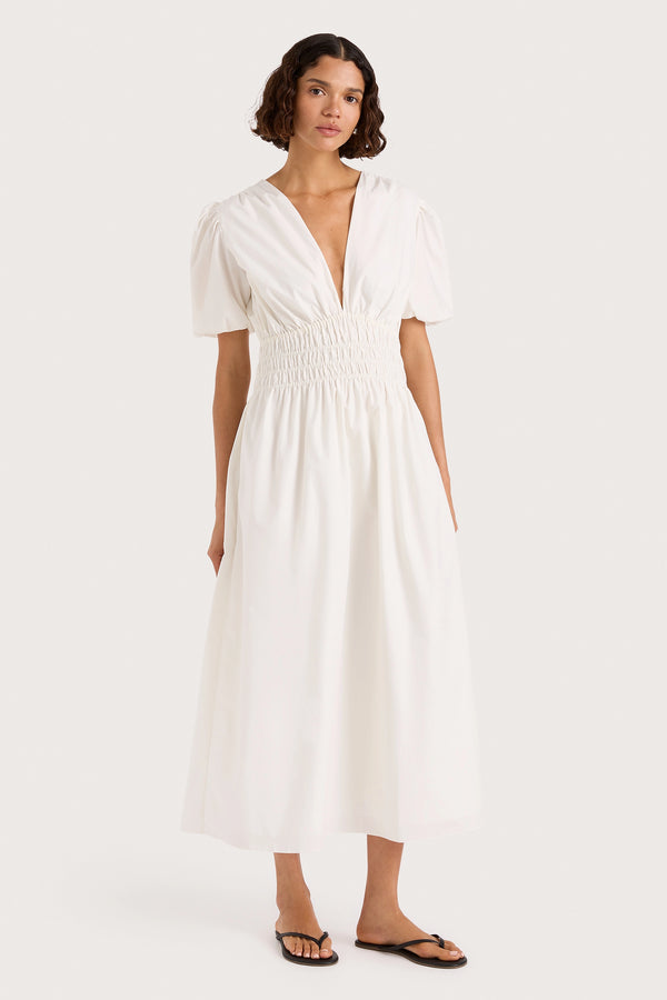 Faithfull The Brand Grace Midi Dress White