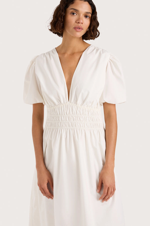 Faithfull The Brand Grace Midi Dress White