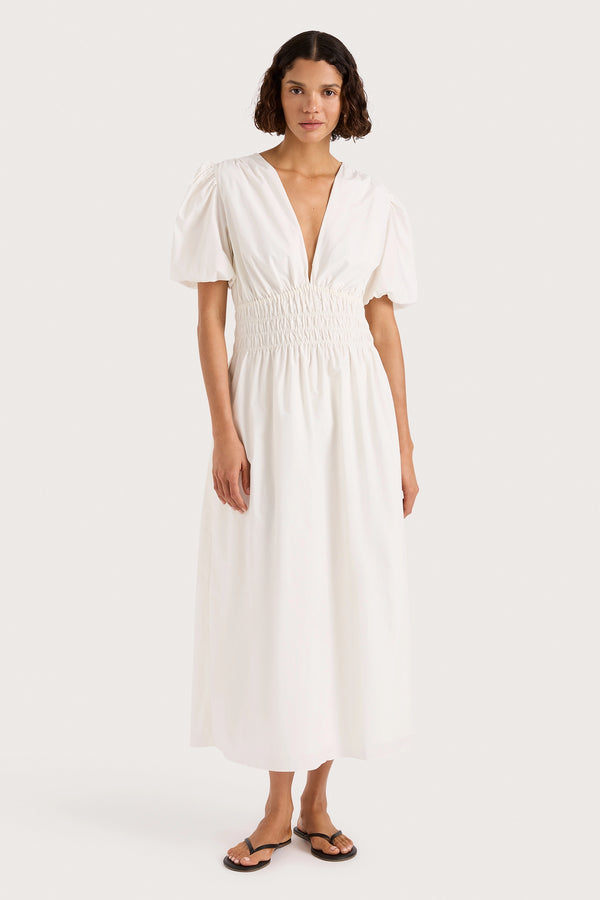 faithfull the brand Grace Midi Dress White
